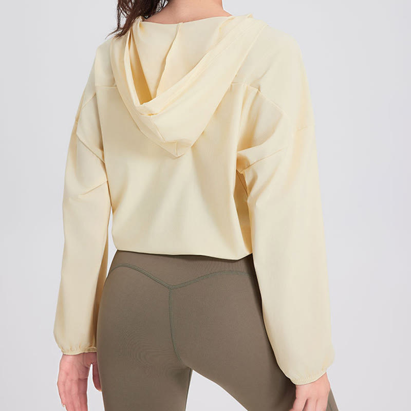 Olivenorma Damen Sonnenschutz-Kapuzenpullover mit Reißverschluss, sportlich, Yoga, Workout-Tops - image 2