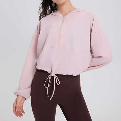 Olivenorma Damen Sonnenschutz-Kapuzenpullover mit Reißverschluss, sportlich, Yoga, Workout-Tops - Rosa - XL - image 11