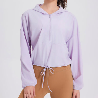 Olivenorma Damen Sonnenschutz-Kapuzenpullover mit Reißverschluss, sportlich, Yoga, Workout-Tops - Lila - XL - image 15