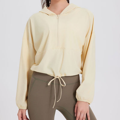 Olivenorma Damen Sonnenschutz-Kapuzenpullover mit Reißverschluss, sportlich, Yoga, Workout-Tops - Gelb - XL - image 0