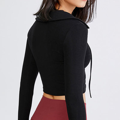 Olivenorma Damen-Workout-Yoga-Jacke, leicht, mit Reißverschluss, kurz geschnitten, sportliche Hoodies - image 8