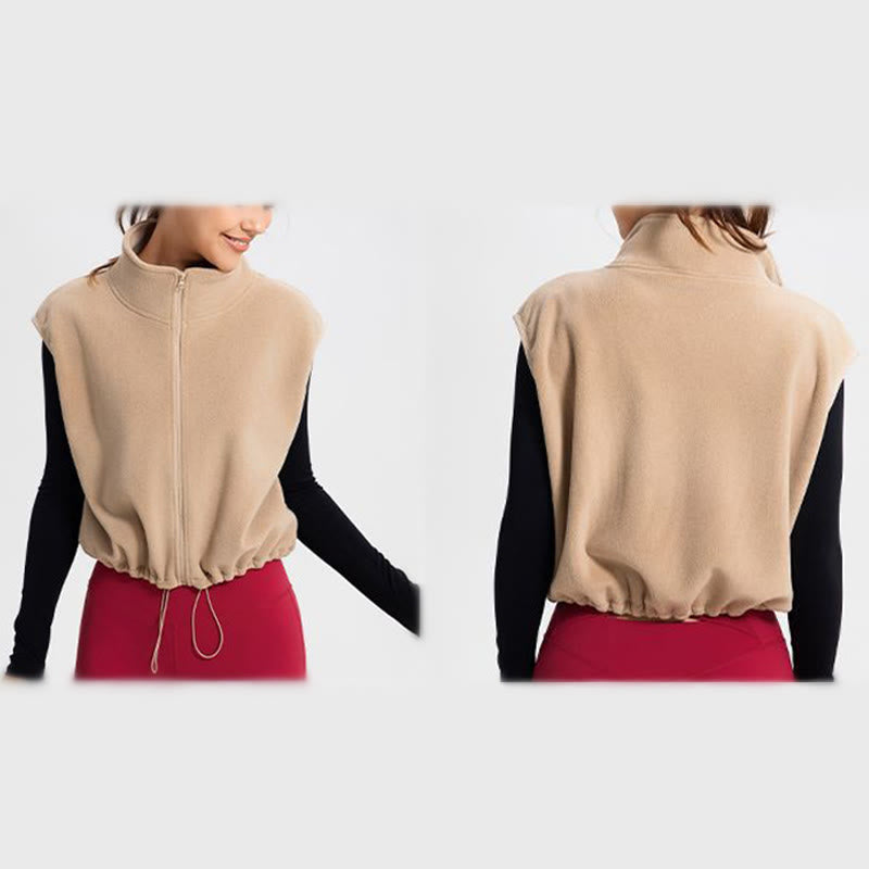 Olivenorma Ärmellose Jacke mit durchgehendem Reißverschluss für Workout, Yoga, Aktivjacke, Weste, sportliche Hoodies - image 9