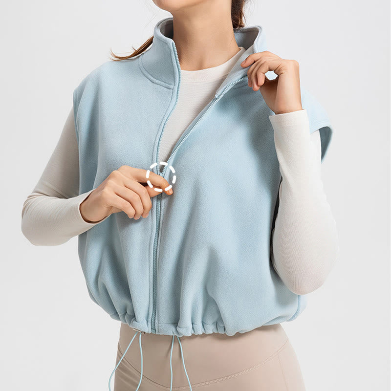 Olivenorma Ärmellose Jacke mit durchgehendem Reißverschluss für Workout, Yoga, Aktivjacke, Weste, sportliche Hoodies - image 3