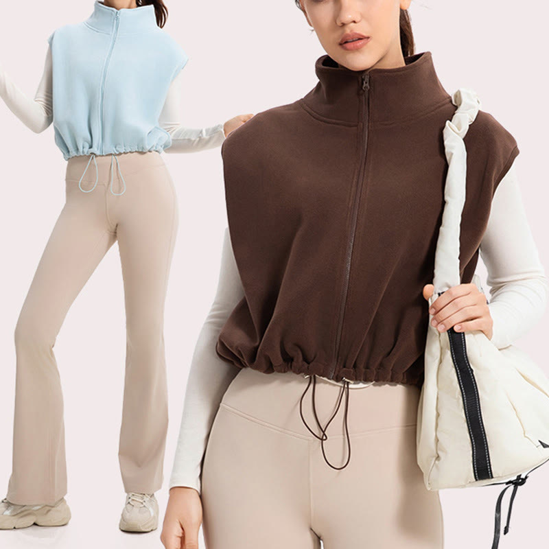 Olivenorma Ärmellose Jacke mit durchgehendem Reißverschluss für Workout, Yoga, Aktivjacke, Weste, sportliche Hoodies - image 13