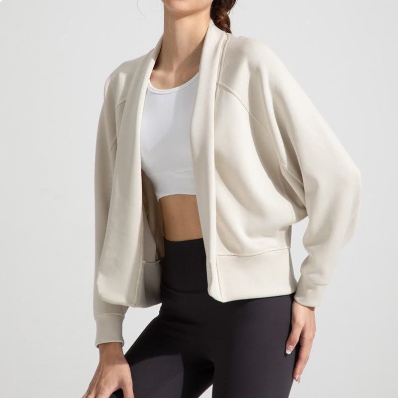 Olivenorma Langärmlige, weiche Jacke mit offener Vorderseite, Meditations- und Yoga-Oberteil, Strickjacke - image 5