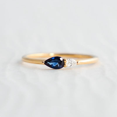 Olivenorma „Blue Horizon“ Serenity Saphir-Silberring - Goldfarben - US 9 - image 0