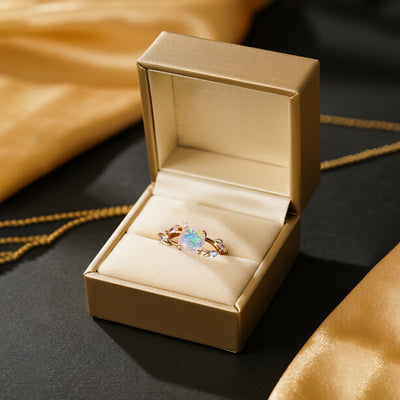 Olivenorma Helios Opal vergoldeter Weinrebenring - image 2