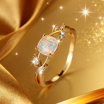 Olivenorma Helios Opal vergoldeter Weinrebenring - image 3