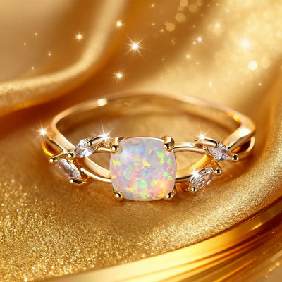 Olivenorma Helios Opal vergoldeter Weinrebenring - US 10 - image 0
