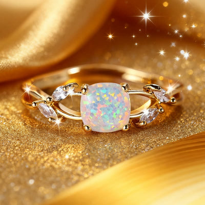 Olivenorma Helios Opal vergoldeter Weinrebenring - image 5