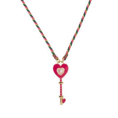 Olivenorma Halskette mit geflochtenem Seil, zur Abwehr des Bösen, Hamsa-Hand, böser Blick, Stammes-Charm, Tarot - HotPink Hearted-Key - image 9
