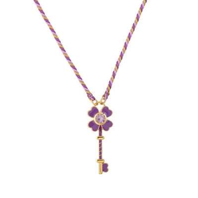 Olivenorma Halskette mit geflochtenem Seil, zur Abwehr des Bösen, Hamsa-Hand, böser Blick, Stammes-Charm, Tarot - Lila gezähnter Schlüssel - image 10