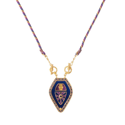 Olivenorma Halskette mit geflochtenem Seil, zur Abwehr des Bösen, Hamsa-Hand, böser Blick, Stammes-Charm, Tarot - Marine - image 5