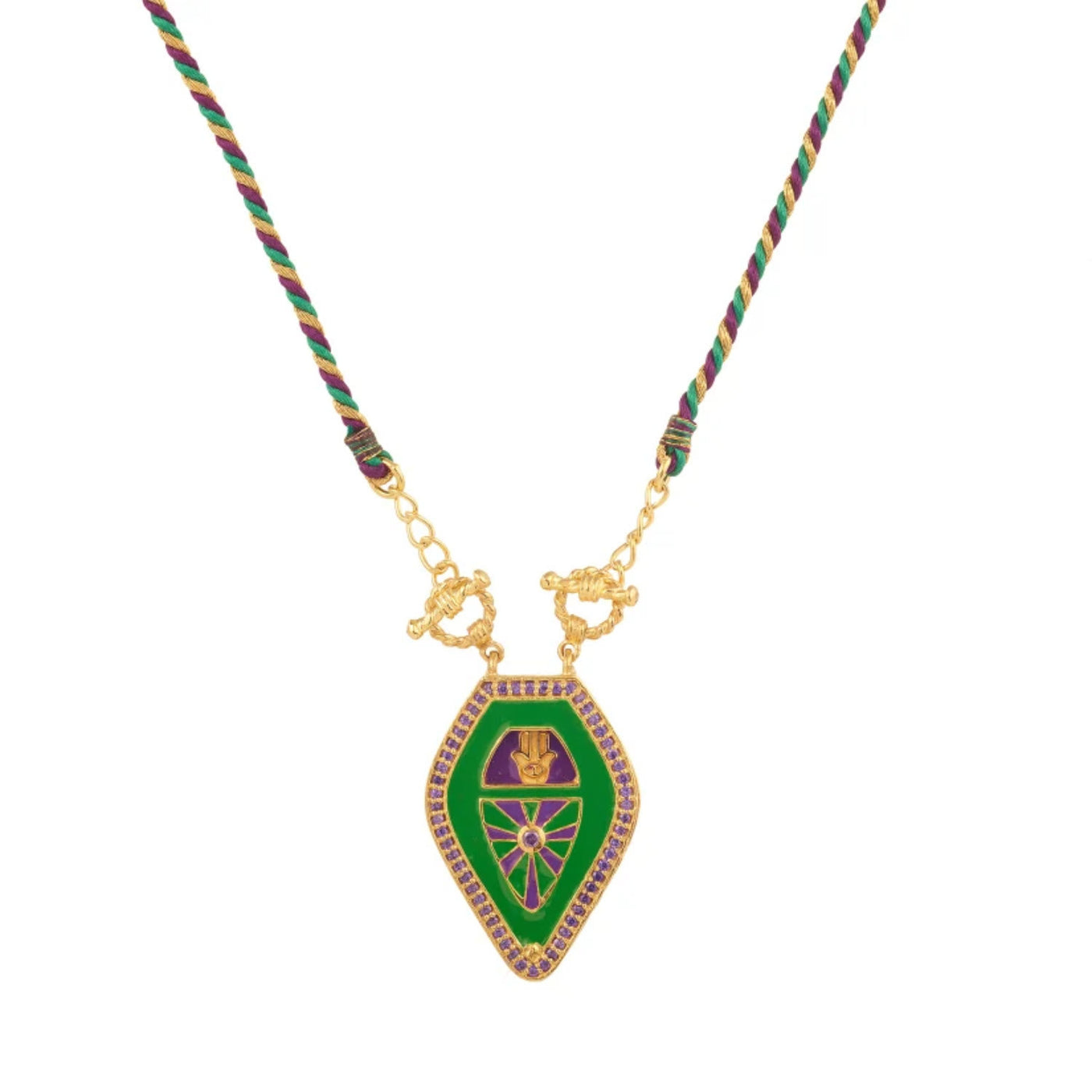 Olivenorma Halskette mit geflochtenem Seil, zur Abwehr des Bösen, Hamsa-Hand, böser Blick, Stammes-Charm, Tarot - Grün - image 4