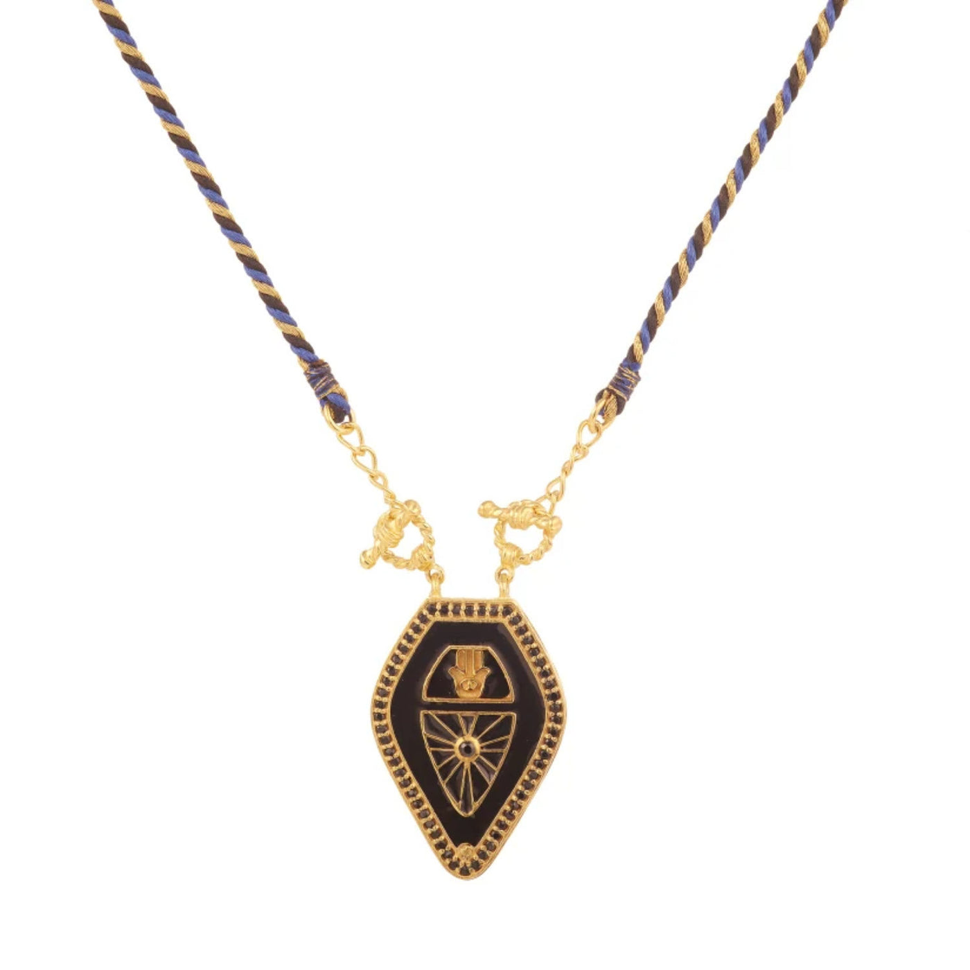 Olivenorma Halskette mit geflochtenem Seil, zur Abwehr des Bösen, Hamsa-Hand, böser Blick, Stammes-Charm, Tarot - Schwarz - image 1