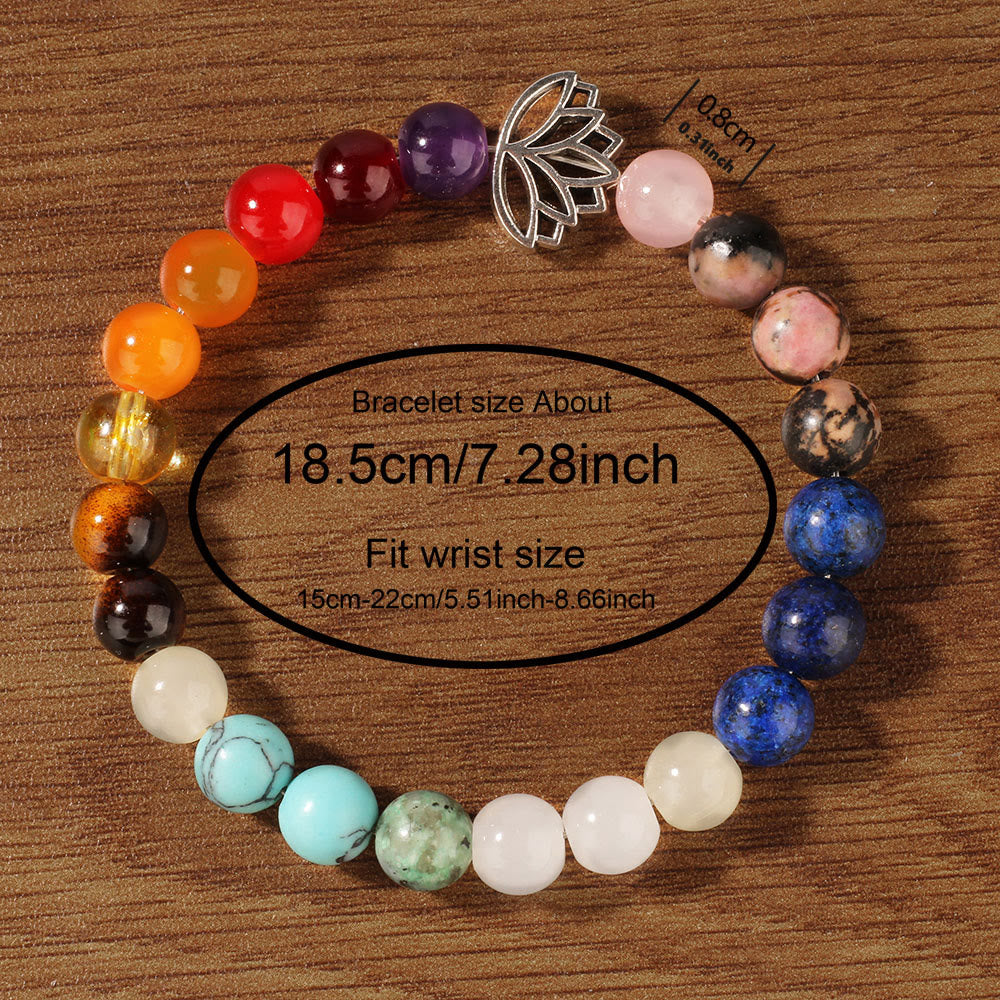 Olivenorma 7 Chakra Lotus Meditation Heilstein-Armband - image 4