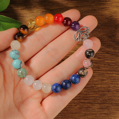 Olivenorma 7 Chakra Lotus Meditation Heilstein-Armband - image 2