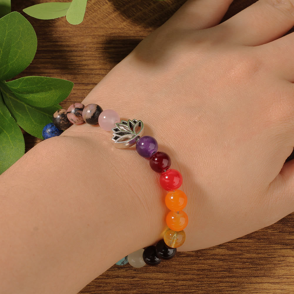 Olivenorma 7 Chakra Lotus Meditation Heilstein-Armband - image 1