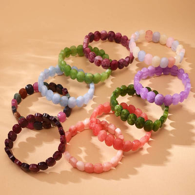 Olivenorma Stretch-Armband mit natürlichen Edelsteinen, 14 mm, facettierte ovale Perlen - image 26