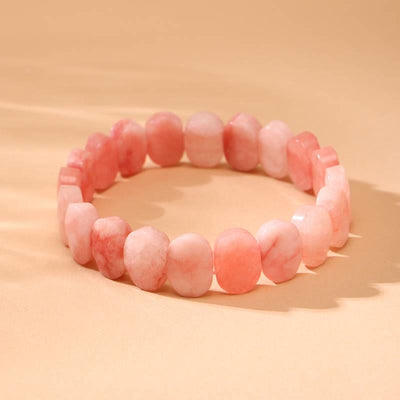 Olivenorma Stretch-Armband mit natürlichen Edelsteinen, 14 mm, facettierte ovale Perlen - Rhodochrosit - image 1