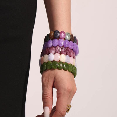 Olivenorma Stretch-Armband mit natürlichen Edelsteinen, 14 mm, facettierte ovale Perlen - image 25