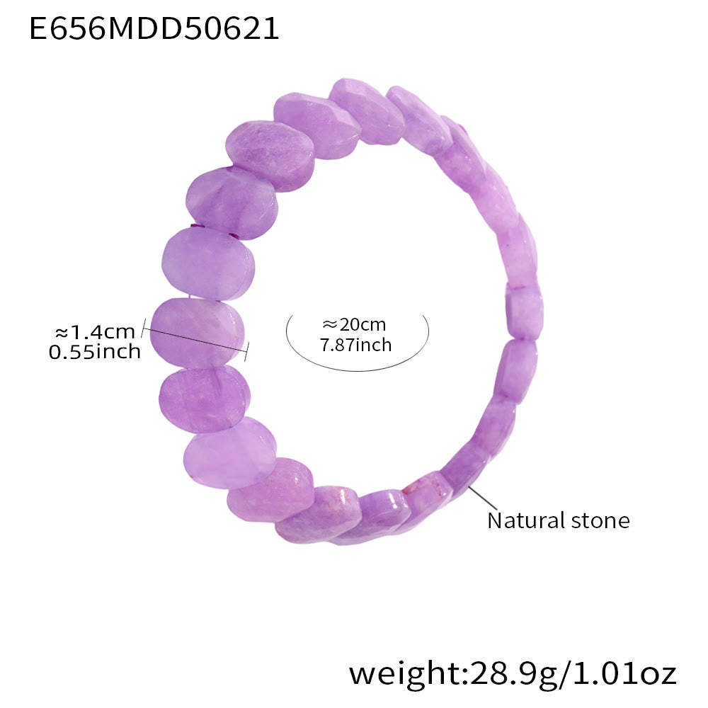 Olivenorma Stretch-Armband mit natürlichen Edelsteinen, 14 mm, facettierte ovale Perlen - Lepidolith - image 9