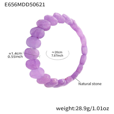 Olivenorma Stretch-Armband mit natürlichen Edelsteinen, 14 mm, facettierte ovale Perlen - Lepidolith - image 9