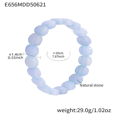 Olivenorma Stretch-Armband mit natürlichen Edelsteinen, 14 mm, facettierte ovale Perlen - Aquamarin - image 14