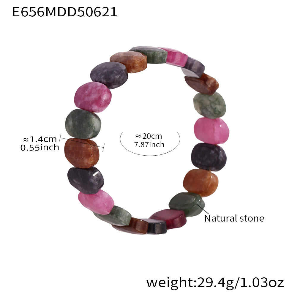 Olivenorma Stretch-Armband mit natürlichen Edelsteinen, 14 mm, facettierte ovale Perlen - Turmalin in dunkler Farbe - image 12