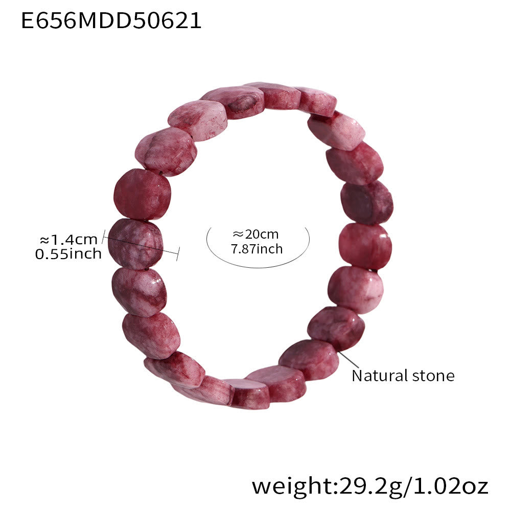 Olivenorma Stretch-Armband mit natürlichen Edelsteinen, 14 mm, facettierte ovale Perlen - Roter Quarz - image 18