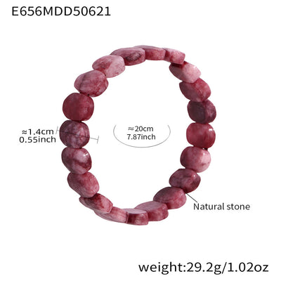 Olivenorma Stretch-Armband mit natürlichen Edelsteinen, 14 mm, facettierte ovale Perlen - Roter Quarz - image 18