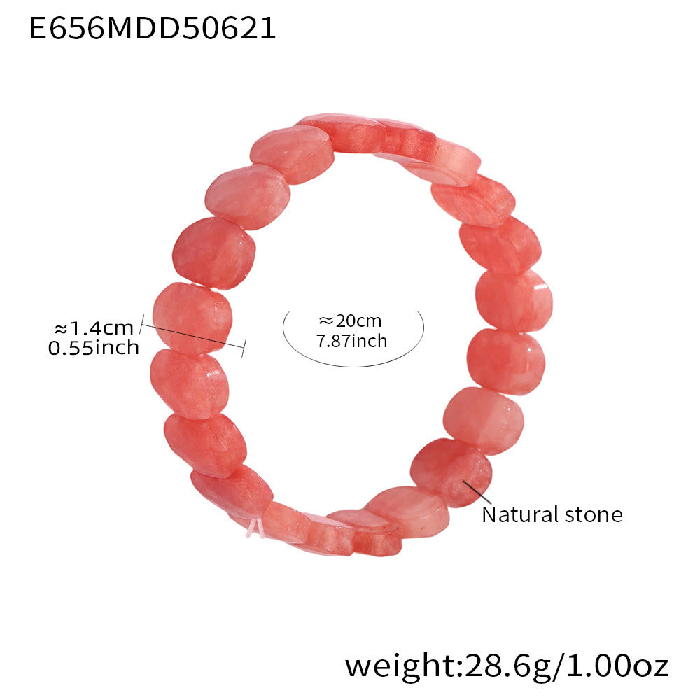 Olivenorma Stretch-Armband mit natürlichen Edelsteinen, 14 mm, facettierte ovale Perlen - Roter Schmelzquarz - image 16