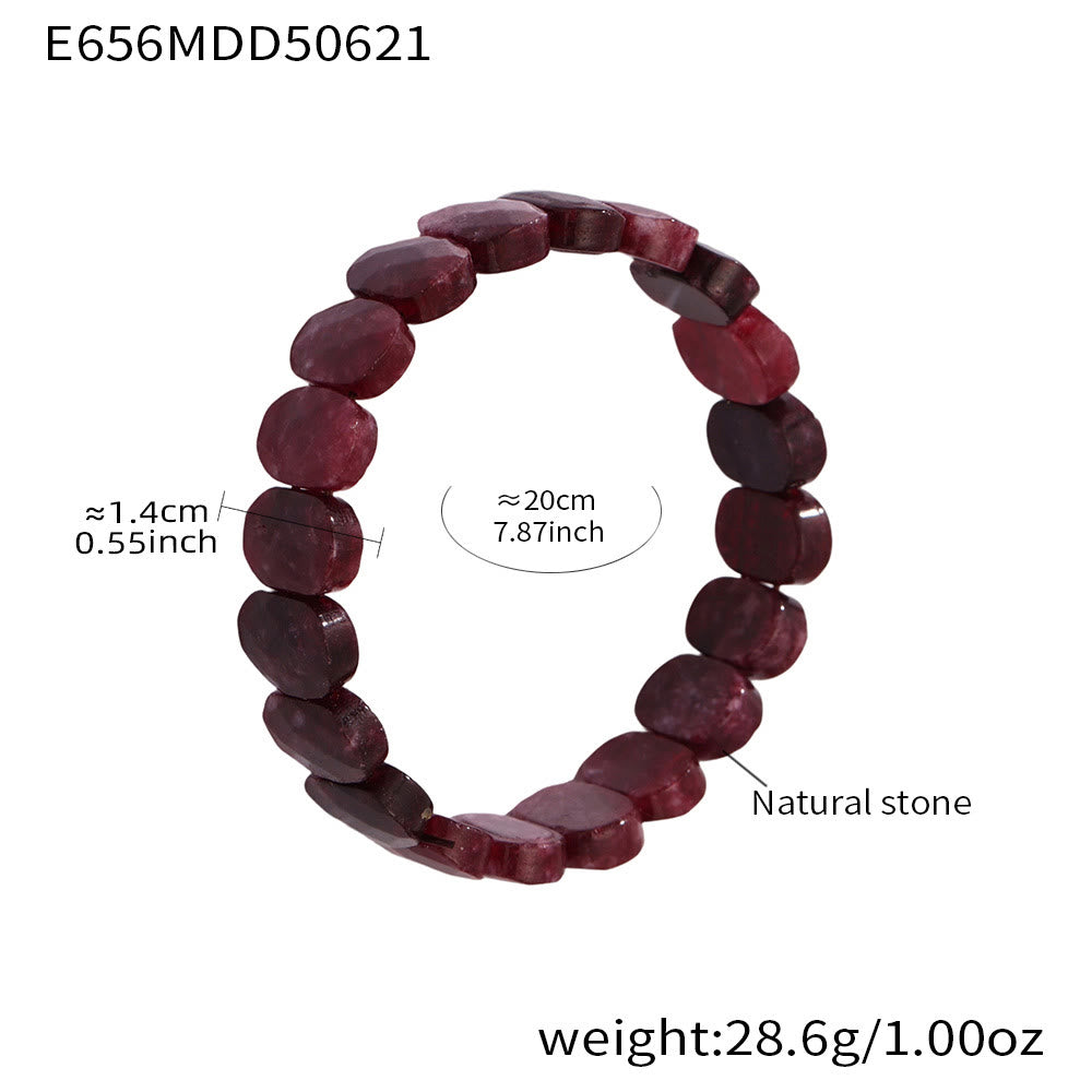 Olivenorma Stretch-Armband mit natürlichen Edelsteinen, 14 mm, facettierte ovale Perlen - Granat - image 20