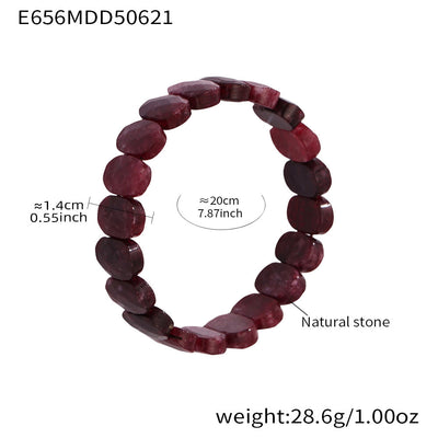 Olivenorma Stretch-Armband mit natürlichen Edelsteinen, 14 mm, facettierte ovale Perlen - Granat - image 20