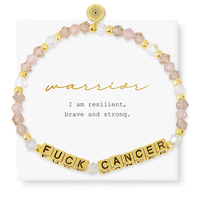 Olivenorma GIRL POWER Buchstabenwörter bedeutungsvolles Armband mit Perlen und Edelsteinen - F**K KREBS (Rosenquarz) - image 7