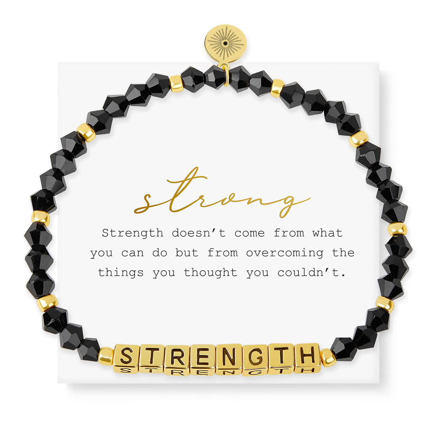 Olivenorma GIRL POWER Buchstabenwörter bedeutungsvolles Armband mit Perlen und Edelsteinen - STÄRKE (Obsidian) - image 11