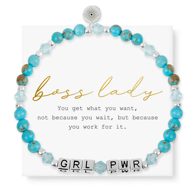 Olivenorma GIRL POWER Buchstabenwörter bedeutungsvolles Armband mit Perlen und Edelsteinen - GIRL POWER (Türkis) - image 0