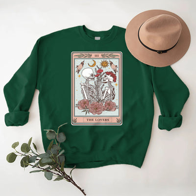 Olivenorma THE LOVER Totenkopf Tarotkarte Locker geschnittenes Fleece-Pullover-Sweatshirt mit Rundhalsausschnitt - image 14