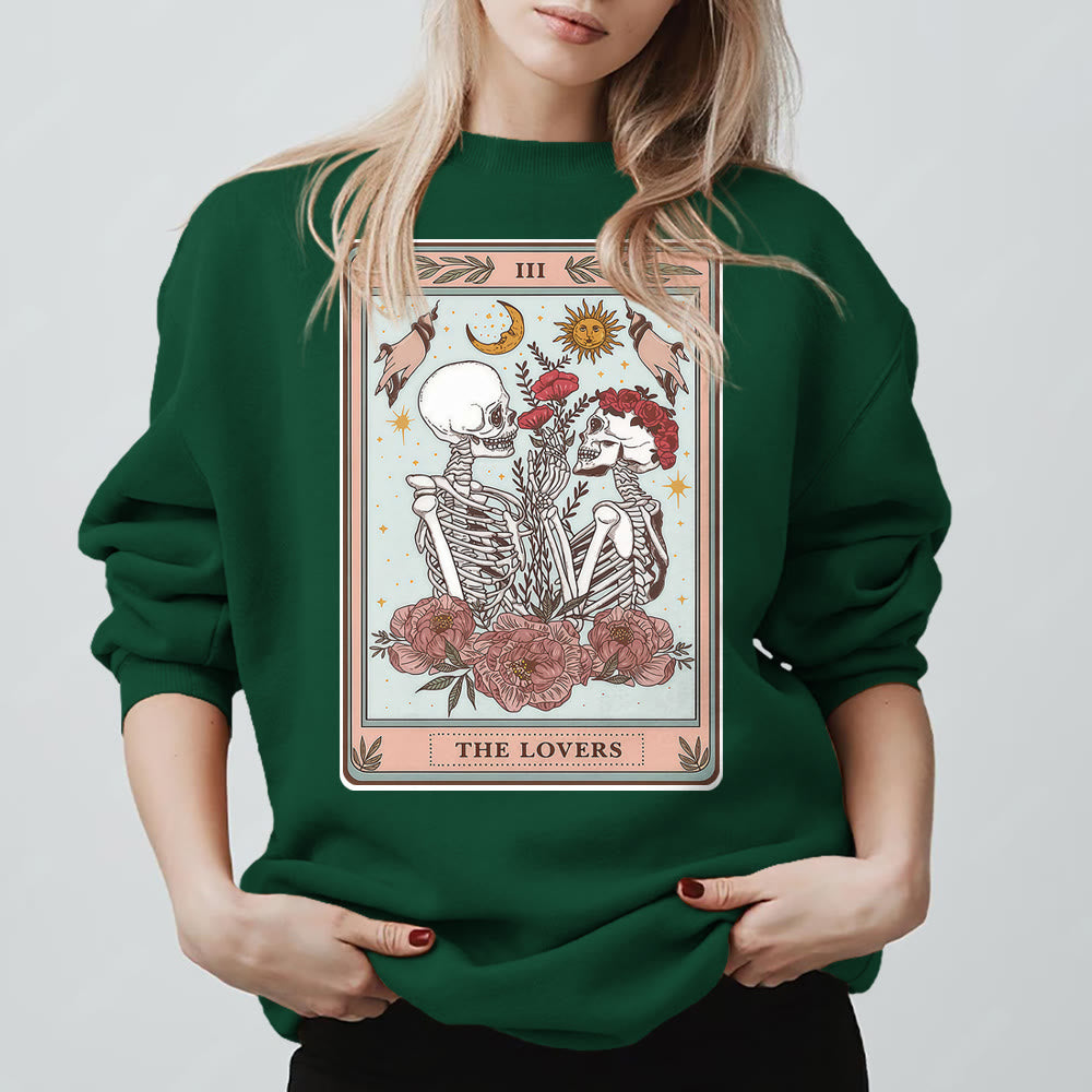 Olivenorma THE LOVER Totenkopf Tarotkarte Locker geschnittenes Fleece-Pullover-Sweatshirt mit Rundhalsausschnitt - Grün - 2XL - image 13