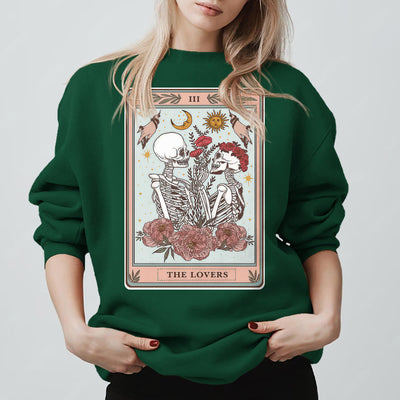 Olivenorma THE LOVER Totenkopf Tarotkarte Locker geschnittenes Fleece-Pullover-Sweatshirt mit Rundhalsausschnitt - Grün - 2XL - image 13