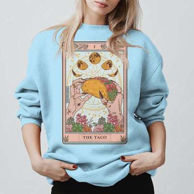 Olivenorma THE TACO – Lustiges Tarotkarten-Sweatshirt aus Fleece, lockeres Sweatshirt - Blau - 2XL - image 0