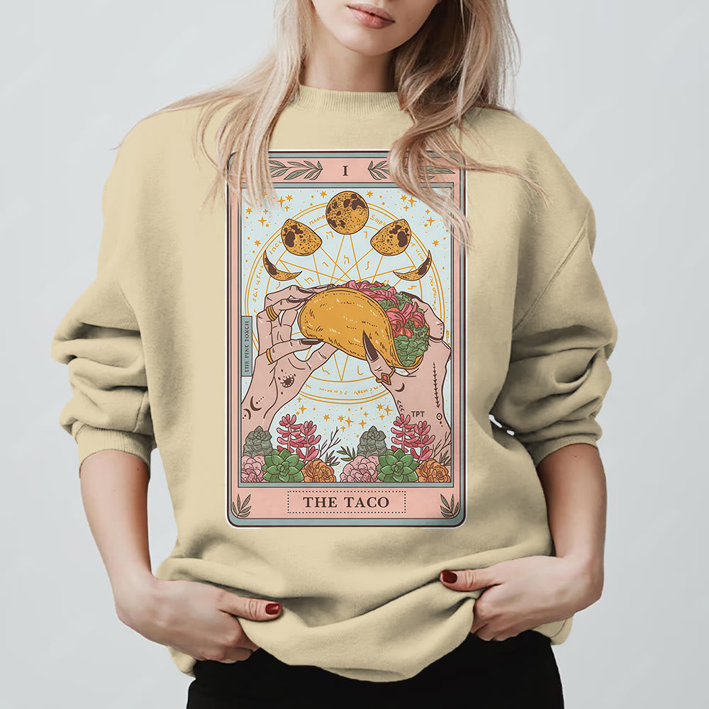 Olivenorma THE TACO – Lustiges Tarotkarten-Sweatshirt aus Fleece, lockeres Sweatshirt - Hellgelb - 2XL - image 11