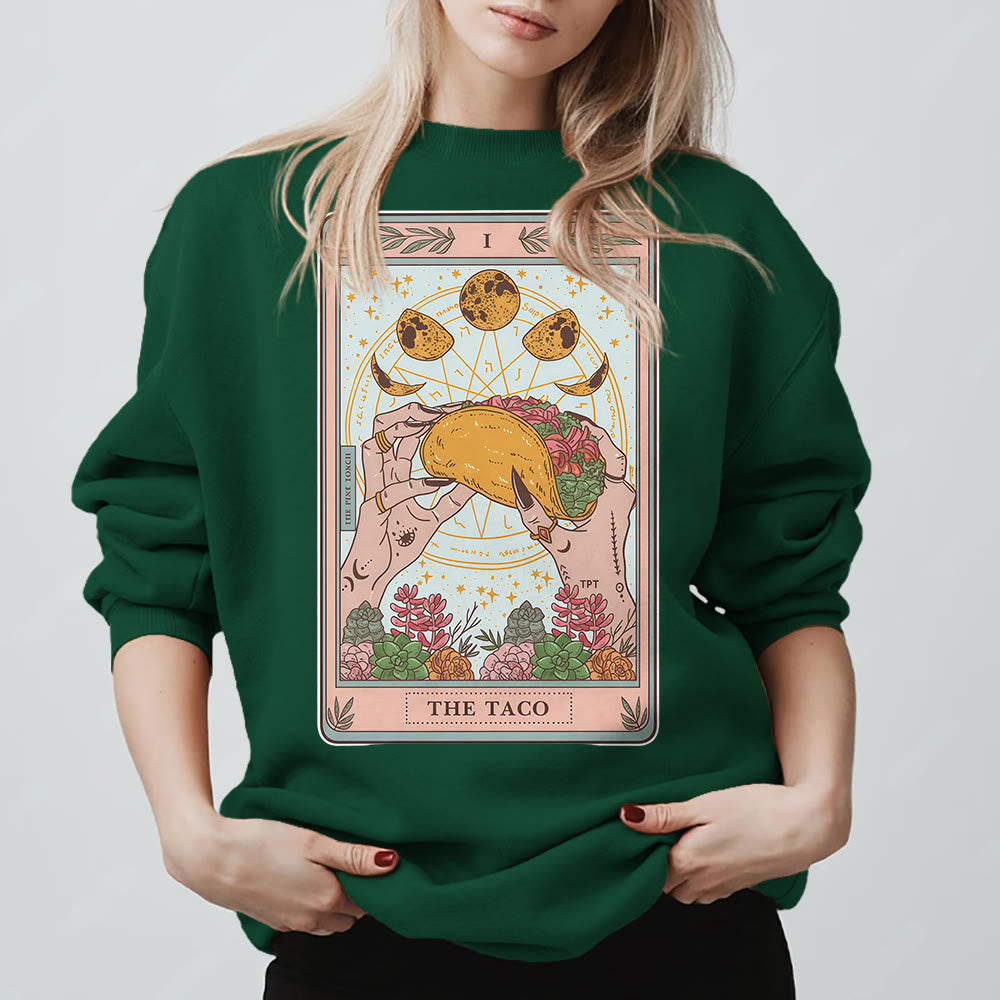 Olivenorma THE TACO – Lustiges Tarotkarten-Sweatshirt aus Fleece, lockeres Sweatshirt - Grün - 2XL - image 15