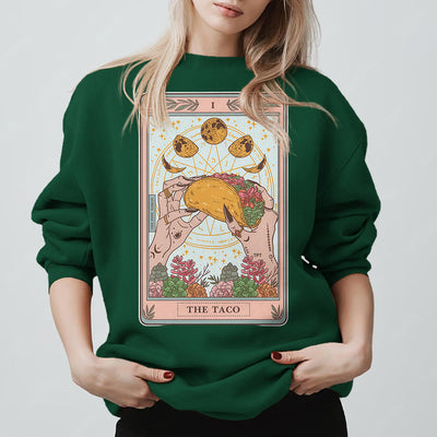 Olivenorma THE TACO – Lustiges Tarotkarten-Sweatshirt aus Fleece, lockeres Sweatshirt - Grün - 2XL - image 15