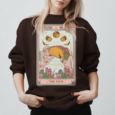 Olivenorma THE TACO – Lustiges Tarotkarten-Sweatshirt aus Fleece, lockeres Sweatshirt - Braun - 2XL - image 9