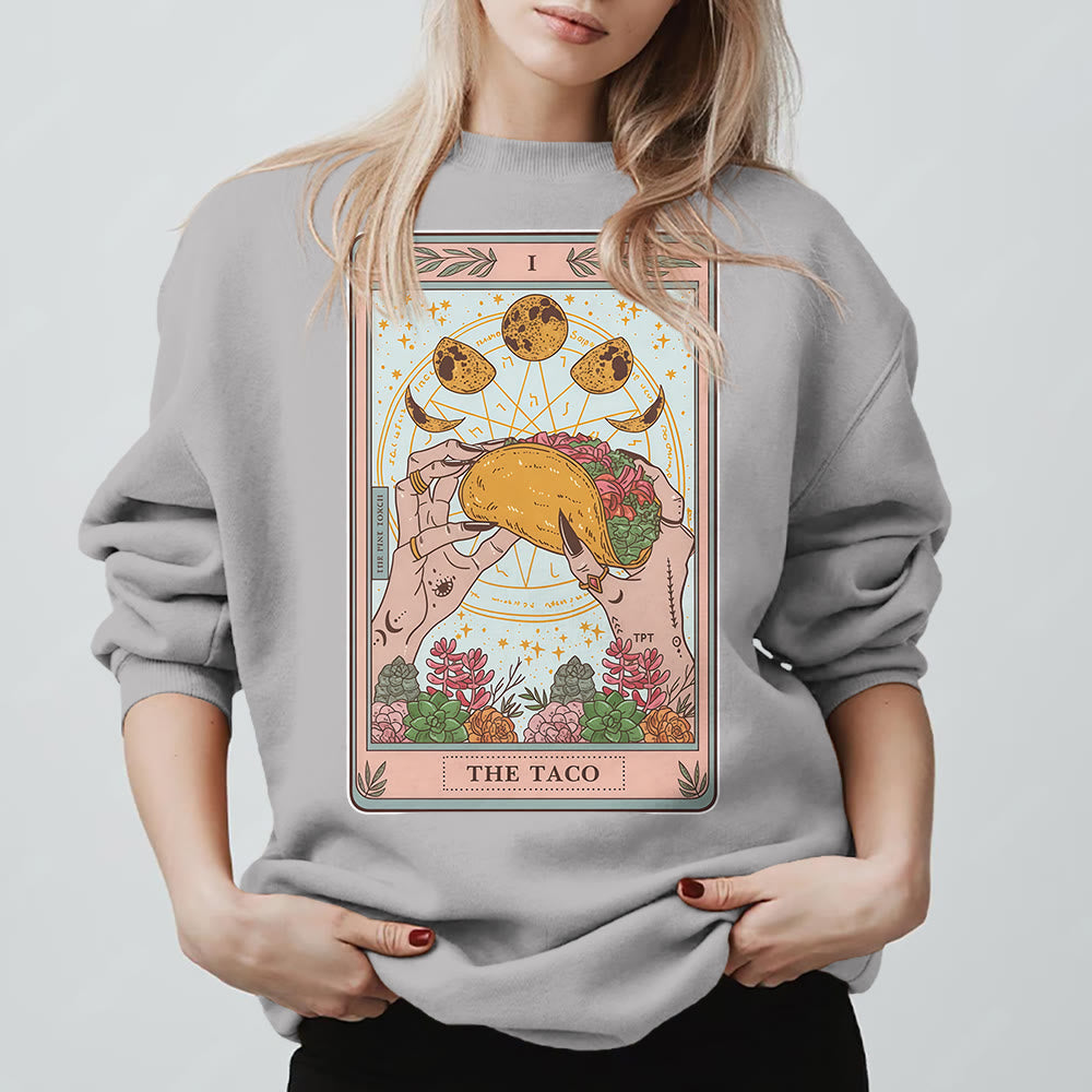 Olivenorma THE TACO – Lustiges Tarotkarten-Sweatshirt aus Fleece, lockeres Sweatshirt - Grau - 2XL - image 7