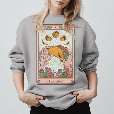Olivenorma THE TACO – Lustiges Tarotkarten-Sweatshirt aus Fleece, lockeres Sweatshirt - Grau - 2XL - image 7