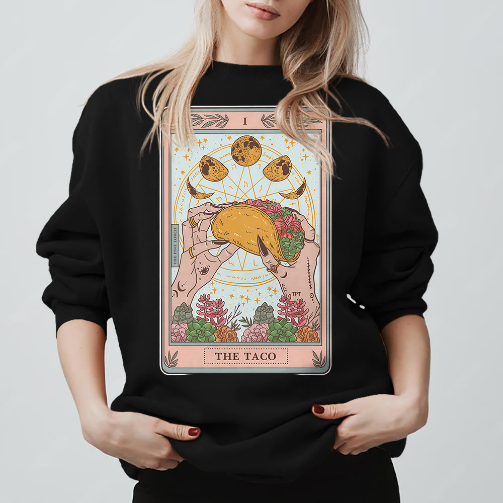 Olivenorma THE TACO – Lustiges Tarotkarten-Sweatshirt aus Fleece, lockeres Sweatshirt - Schwarz - 2XL - image 5