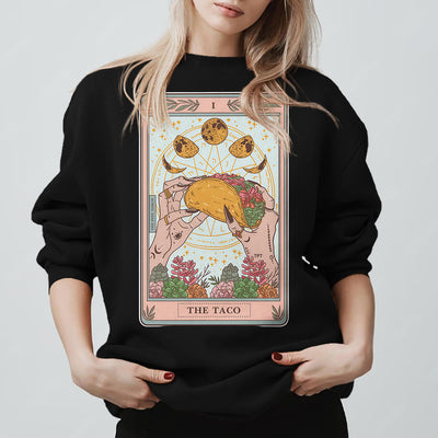 Olivenorma THE TACO – Lustiges Tarotkarten-Sweatshirt aus Fleece, lockeres Sweatshirt - Schwarz - 2XL - image 5