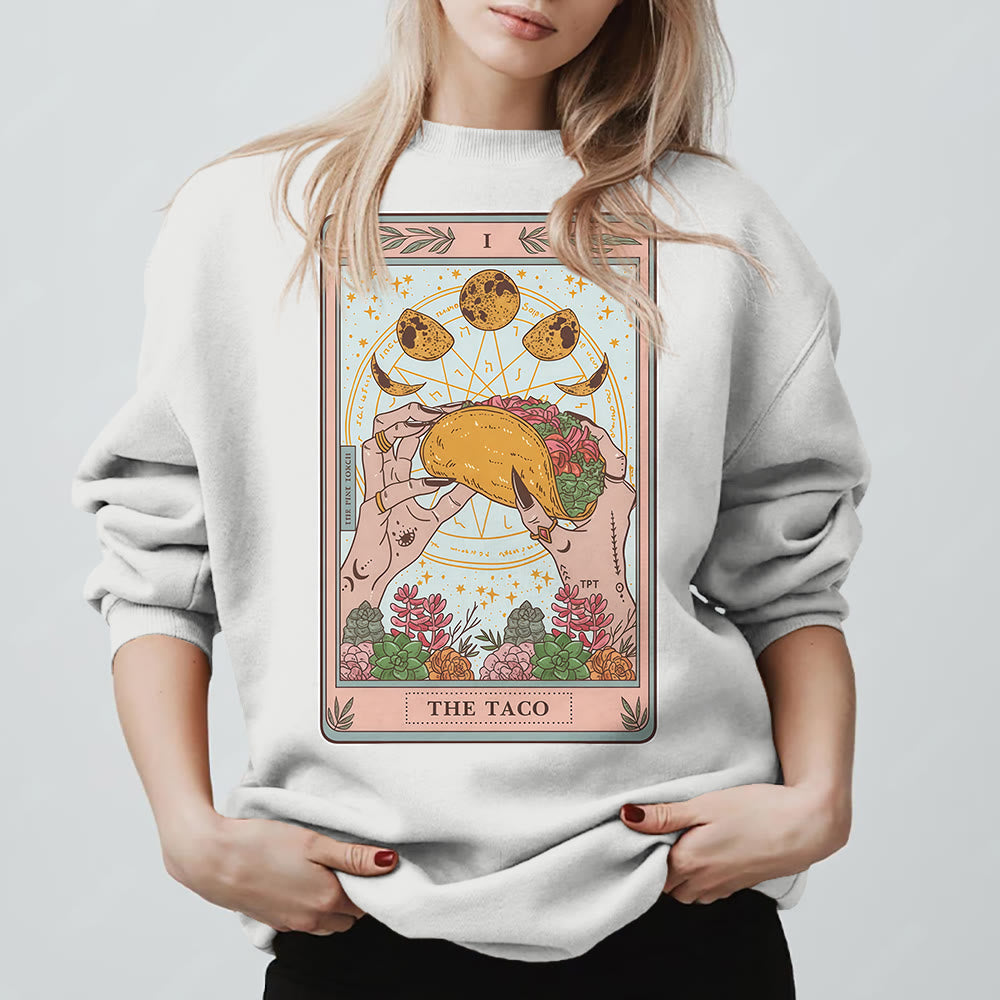 Olivenorma THE TACO – Lustiges Tarotkarten-Sweatshirt aus Fleece, lockeres Sweatshirt - Weiß - 2XL - image 3